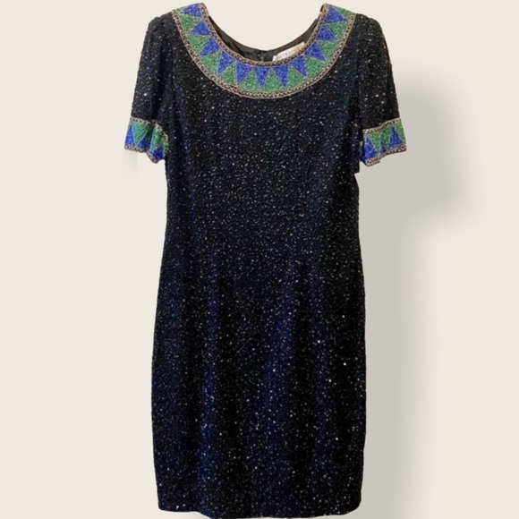 NWT Vintage Niteline Della Roufogali Beaded Dress Sz 10 - Picture 1 of 10